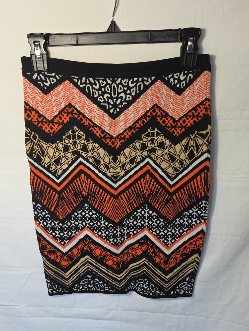 Women's Knit Skirt - Black, Orange & Cream